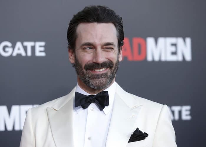 Actor Jon Hamm poses at the "Mad Men" Black and Red Ball to celebrate the final seven episodes of the AMC television series in Los Angeles Wednesday, March 25, 2015. REUTERS/Danny Moloshok - RTR4UWG8