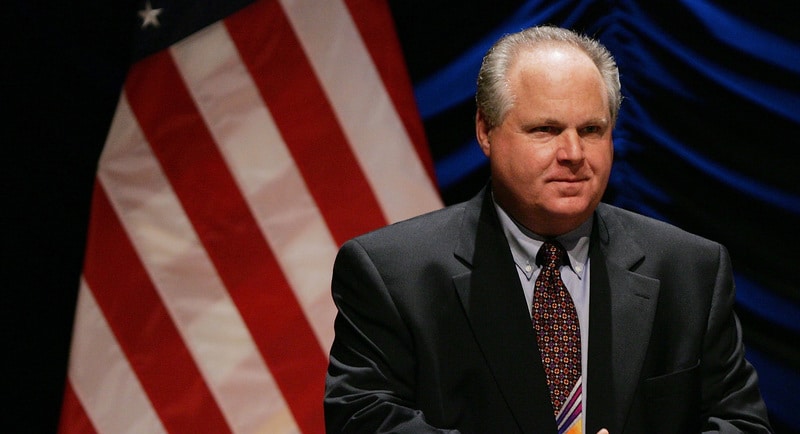 WASHINGTON - JUNE 23: Radio personality Rush Limbaugh interacts with the audience before the start of a panel discussion "'24' and America's Image in Fighting Terrorism: Fact, Fiction, or Does It Matter?", June 23, 2006 in Washington, DC. Radio personality Rush Limbaugh moderated a discussion sponsored by the Heritage Foundation titled and included members of the cast from the television show "24". (Photo by Win McNamee/Getty Images)
