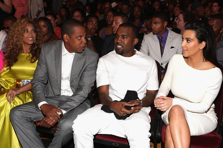 LOS ANGELES, CA - JULY 01: (L-R) Singer Beyonce, rappers Jay-Z and Kanye West and television personality Kim Kardashian attend the 2012 BET Awards at The Shrine Auditorium on July 1, 2012 in Los Angeles, California. (Photo by Christopher Polk/Getty Images For BET)