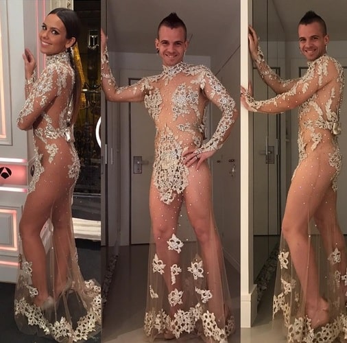 Dabiz Muñoz luce orgulloso el vestido que Cristina Pedroche llevó para las pasadas campanadas