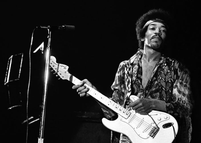 DENMARK - SEPTEMBER 03:  Photo of Jimi Hendrix 10; Jimi Hendrix KB-Hallen Copenhagen September 3 1970  (Photo by Jan Persson/Redferns)