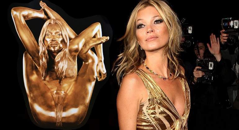 ¡BOMBAZO! Kate Moss se 'desnuda' entera y 'baña' en oro por 104.000 euros