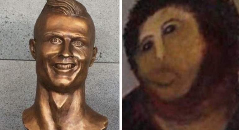 El busto de Cristiano Ronaldo en el aeropuerto de Madeira que han comparado con el Ecce-Homo de Borja