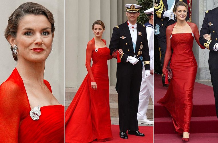 Letizia boda dinamarca cortan alas vestido rojo