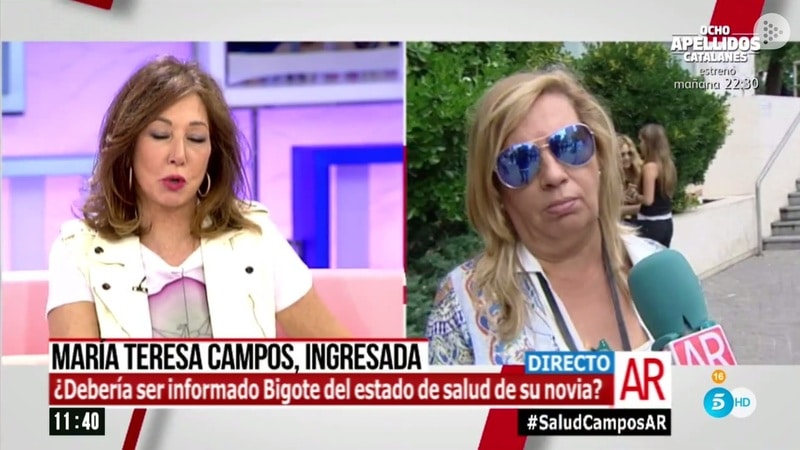 Terelu se derrumba al hablar del ictus que ha sufrido su madre, María Teresa Campos: "Ha sido en un sitio malísimo"