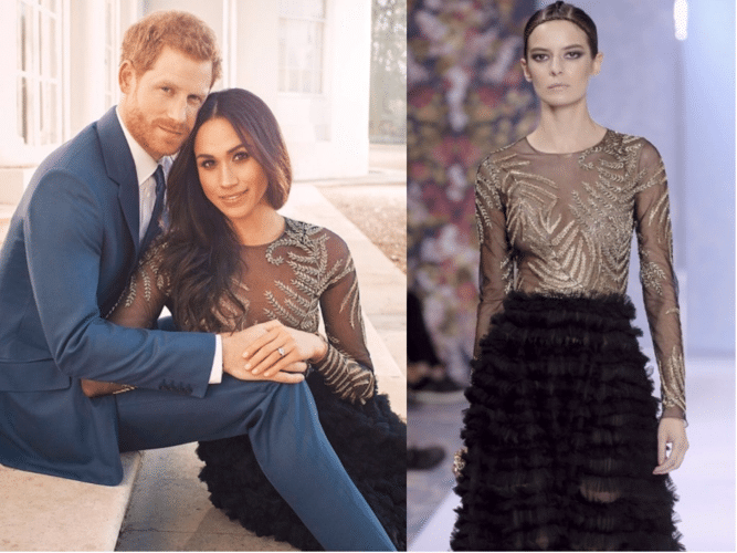 heres the stunning 75000 dress meghan markle wore in her official engagement photos Familia Real Británica: El primer gran escándalo de Meghan Markle