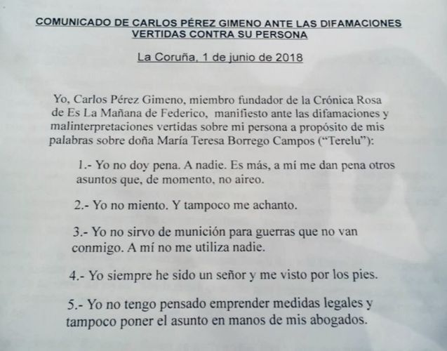 Carlos Pérez Gimeno carga duramente contra la tiranía de Terelu Campos