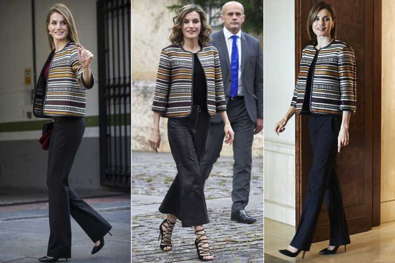 Letizia con la chaqueta de Uterqüe.