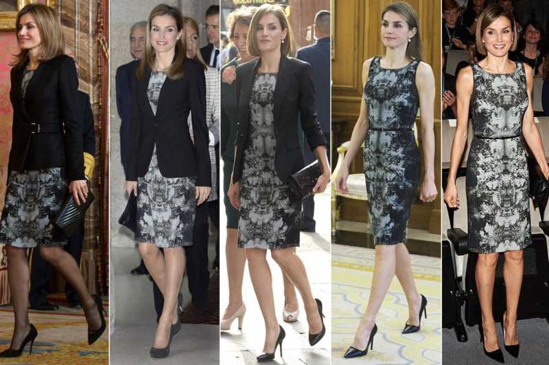 Letizia con un vestido de Hugo Boss.