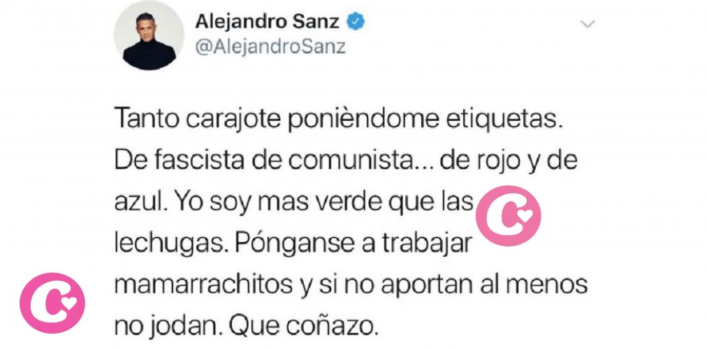 Alejandro Sanz borra un tuit que le vincula con VOX y nosotros lo tenemos