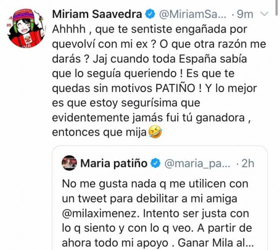 Bomba: Miriam Saavedra destroza a María Patiño por este motivo