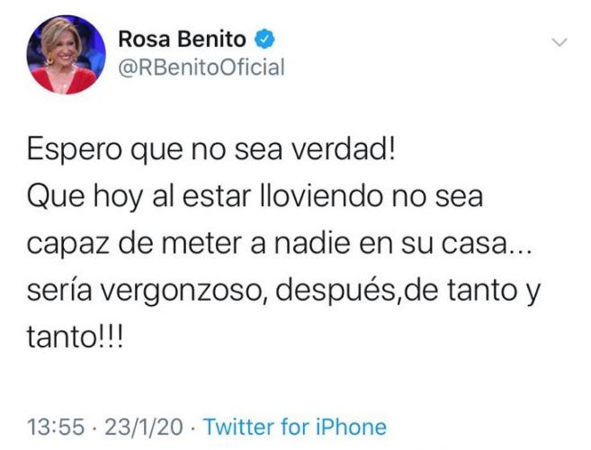 Exclusiva: Rosa Benito, arrepentida de un mensaje que envió a su enemigo