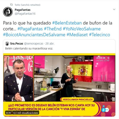 Toño Sanchís revienta a Belén Esteban con una definición salvaje
