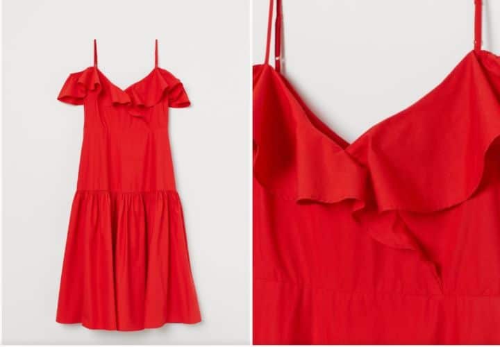 vestido rojo h&m