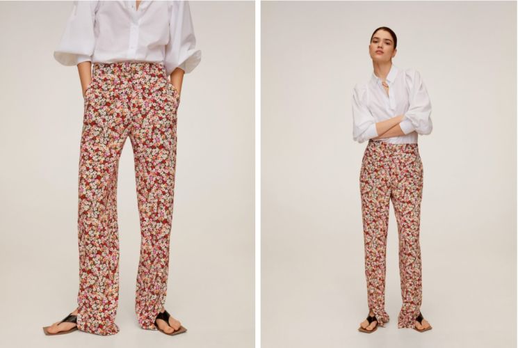 pantalon flores mango