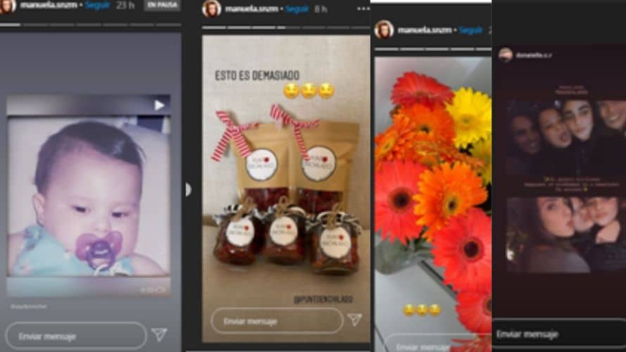 Historias de Instagram de Manuela en el día de su cumpleaños