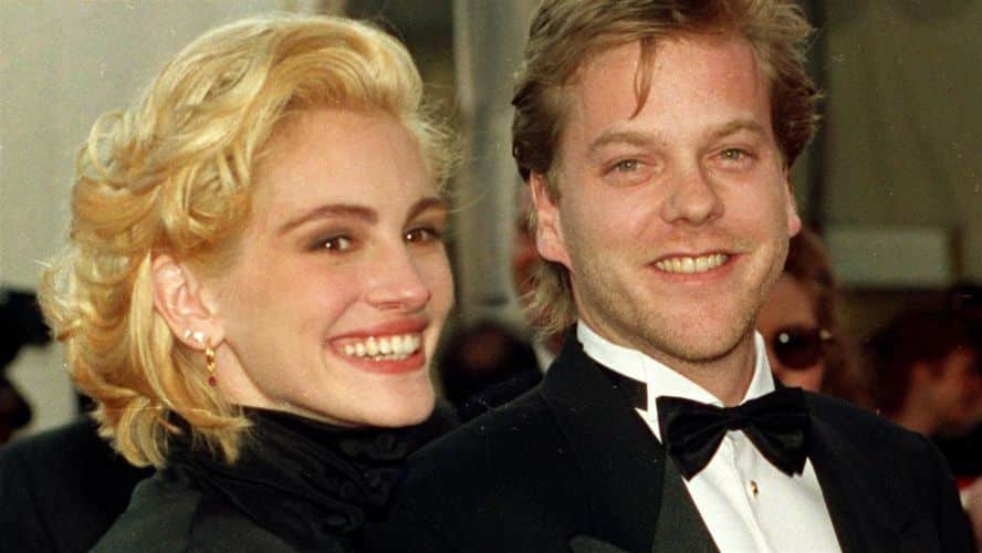Julia Roberts acompañada de su pareja en los años 90, el actor Kiefer Sutherland