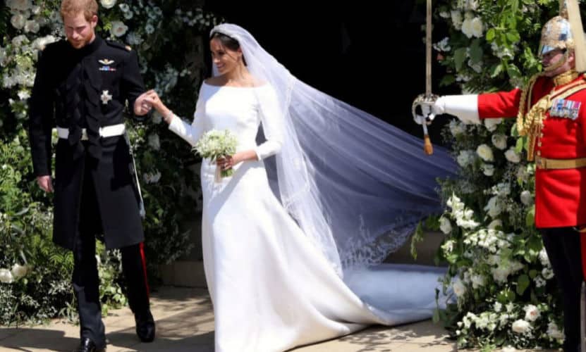 Meghan Markle con su vestido de novia