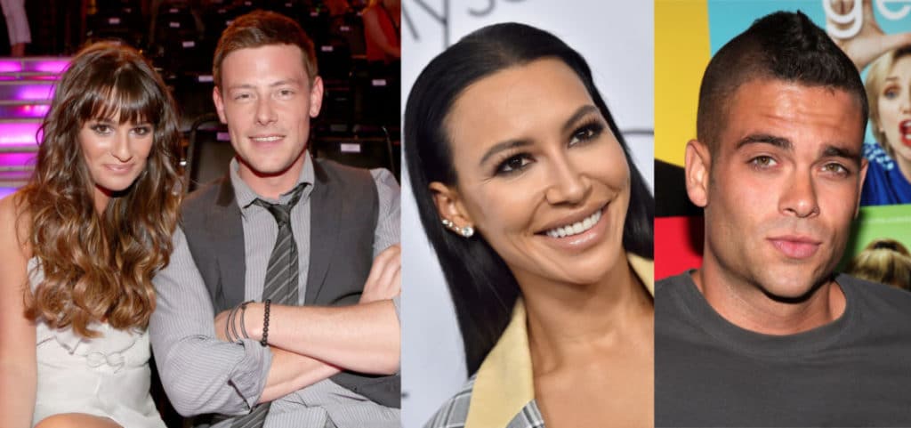 Lea Michelle, Cory Monteith, Naya Rivera y Mark Salling. Elenco de la serie Glee