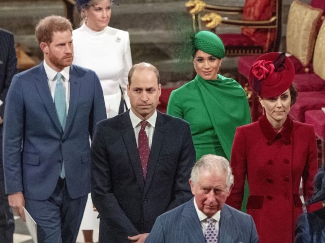 El principe Carlos, los duques de Cambridge y los duques de Sussex en un evento de la familia real británica.