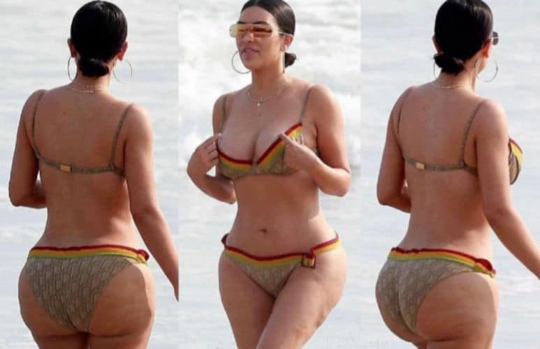 Kim Kardashian en la playa