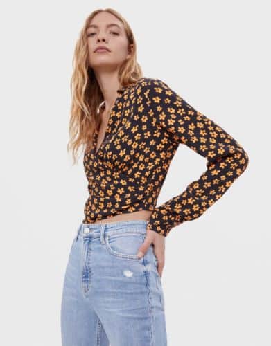 blusa estampada bershka