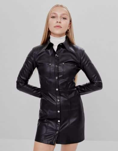 vestido piel bershka