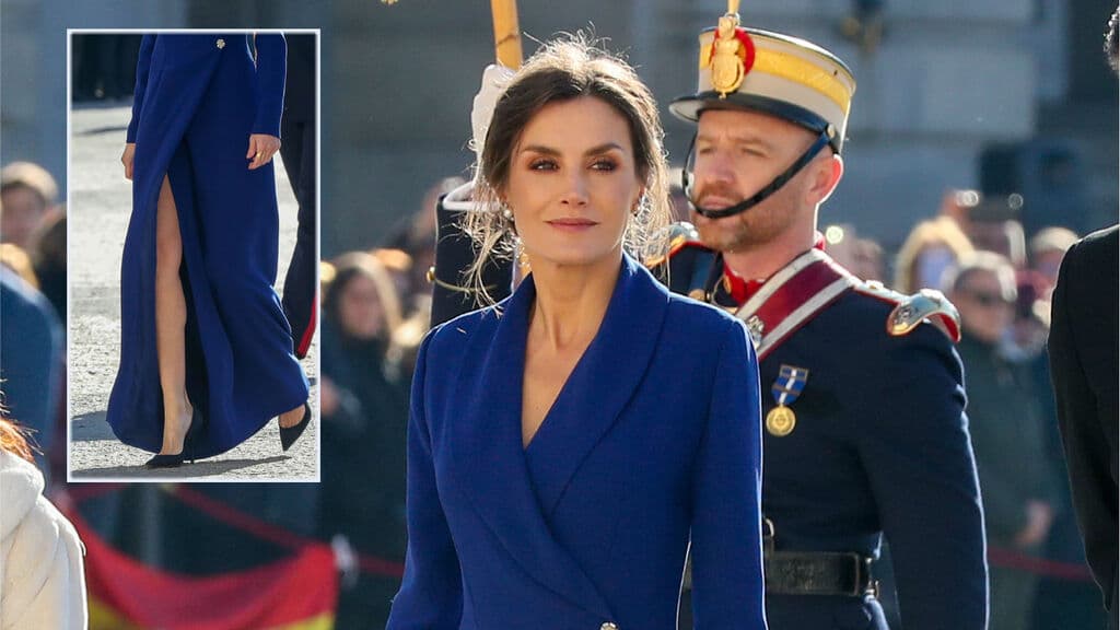 letizia vestido azul blazer como el rosa las fuerzas armadas