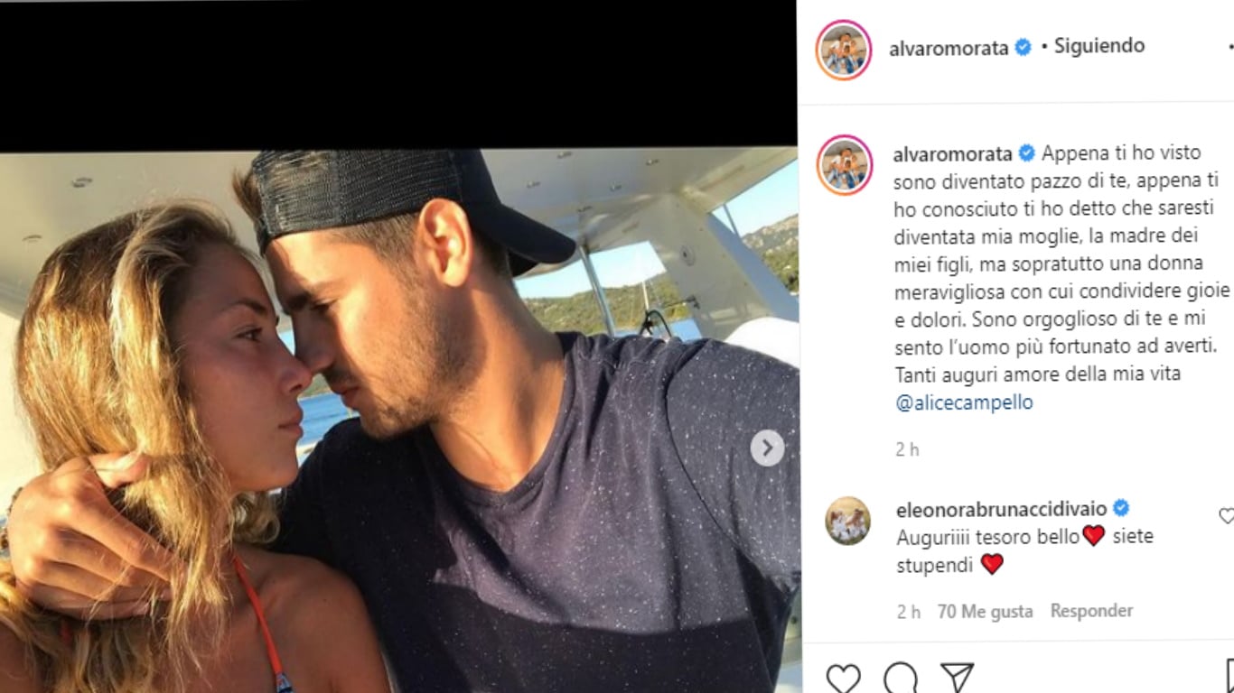 La declaración de amor más bonita de Álvaro Morata a Alice Campello por su 26 cumpleaños