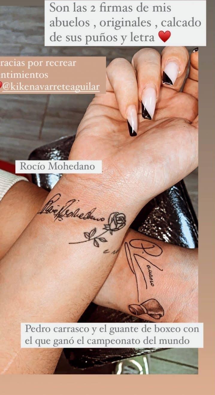 cotilleo rocio flores rotrece se hace una tatuaje de su abuela rocio jurado y de su abuelo pedro carrasco