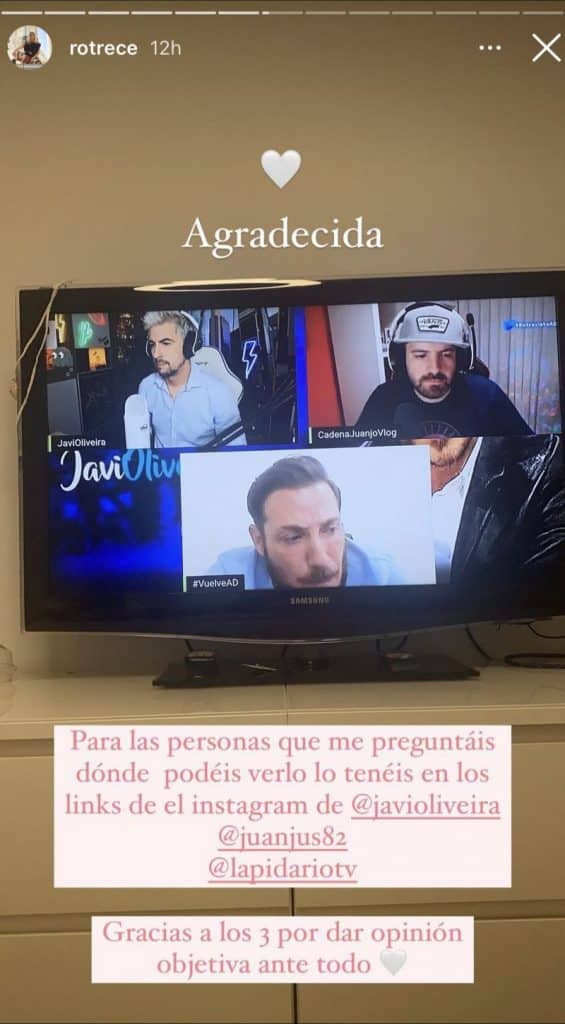 Captura Pantalla Rocío Flores agradecida entrevista Antonio David