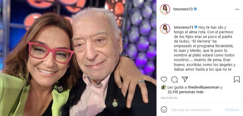 Captura Instagram Toñi Moreno Tico Medina