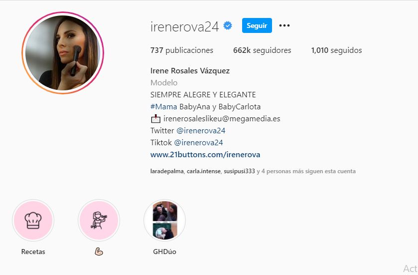 Irene Rosales seguidores