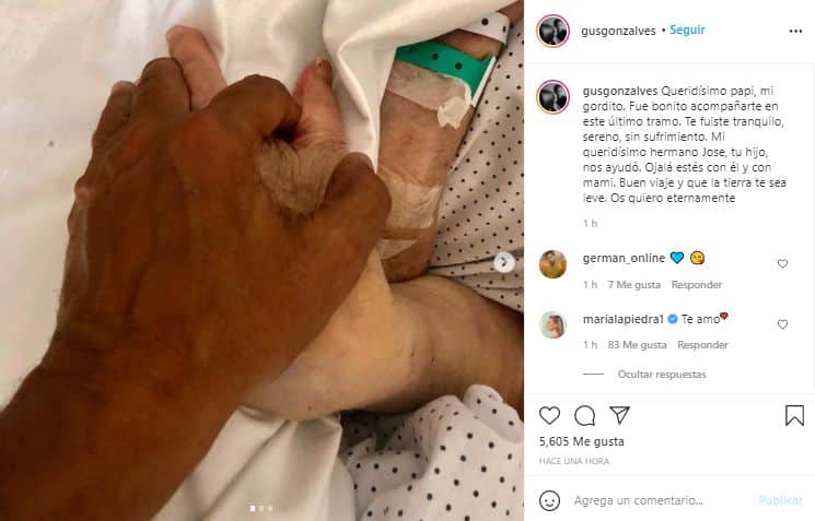 Captura Instagram Gustavo González fallecimiento padre