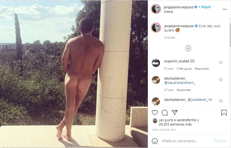 Captura Instagram Jorge Javier Vázquez desnudo en grecia