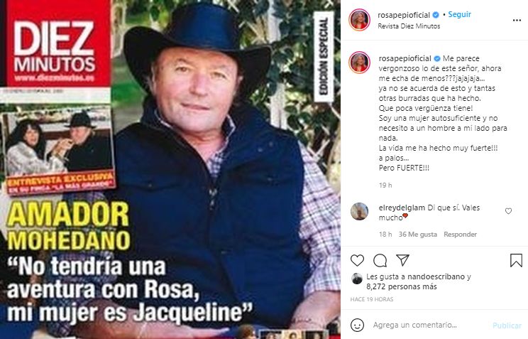 Captura Instagram Rosa Benito y Amador Mohedano revista diez minutos