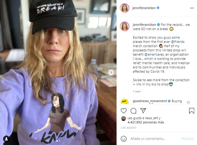 Jennifer Aniston captura Instagram