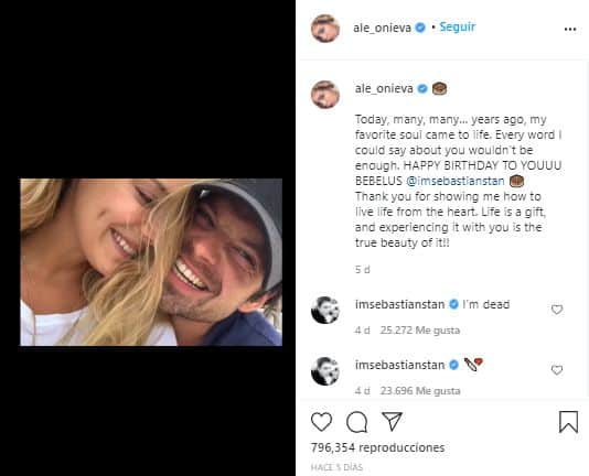 Captura Instagram Sebastian Stan y Alejandra Onieva