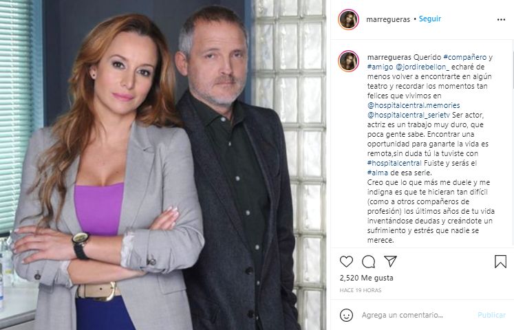 Ana Milán, en "shock" tras la muerte de Jordi Rebellón: "Era simpatiquísimo" Captura Instagram Mar Regueras despedida Jordi Rebellón