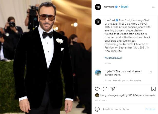 Tom Ford captura instagram