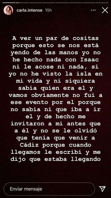 Carla Vigo despellejada por culpa de Isaac 'Lobo': "No tengo porque aguantar que me digan fulana"