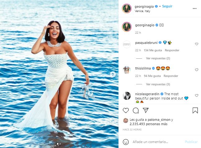 Captura Instagram Georgina Rodríguez vestida de blanco