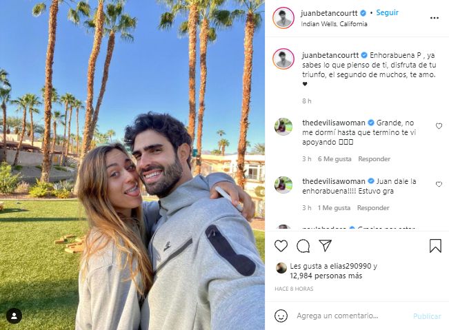 Instagram Juan Betancourt felicitación Paula Badosa