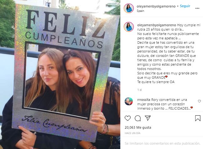 Instagram Olga Moreno felicitación Rocío Flores