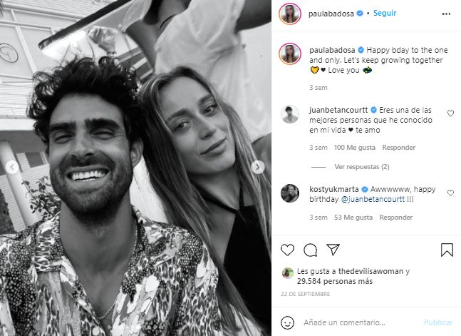 Instagram Paula Badosa captura instagram con Juan Betancourt