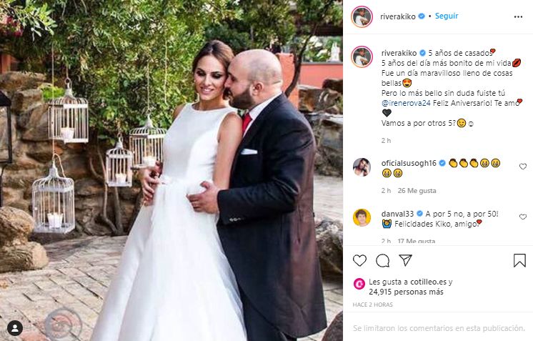 Kiko Rivera e Irene Rosales captura instagram aniversario boda