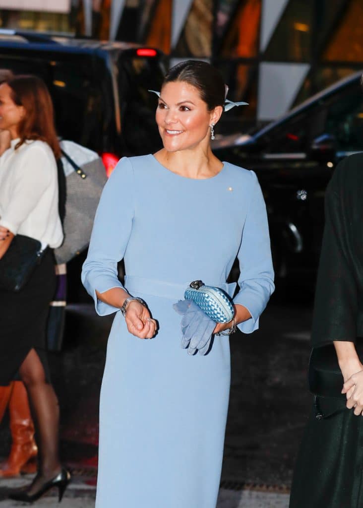 Victoria de Suecia Reyes Felipe Letizia azul guantes