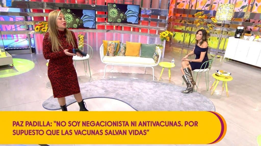 Paz Padilla abandona el plató de 'Sálvame' tras su enfrentamiento sobre las vacunas con Belén Esteban