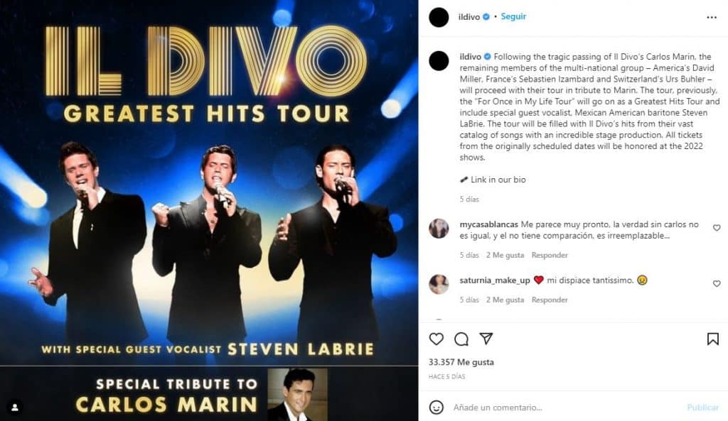 Il Divo nueva gira rinde tributo Carlos Marín