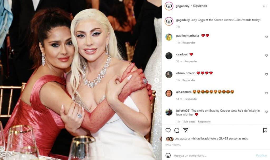 Lady Gaga y Salma Hayek - Instagram SAG Awards Gagadaily